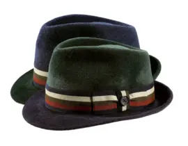 hoher Haarfilzhut 2-Piece meliert mit Klapprand