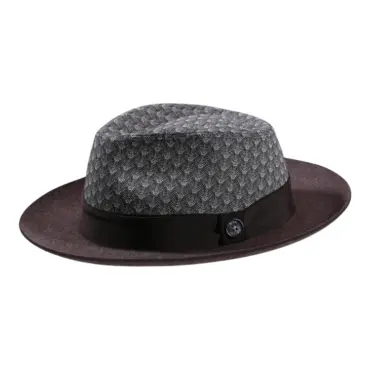 Fedora Bogart Peacock-Flair mit Klapprand, handgefertigt in der Schweiz