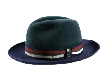 Fedora Haarfilz meliert mit Klappkrempe und gestreiftem Hutband