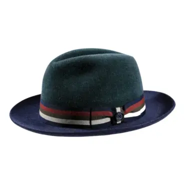 Fedora Haarfilz meliert mit Klappkrempe und gestreiftem Hutband