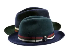 Fedora Haarfilz meliert mit Klappkrempe und gestreiftem Hutband