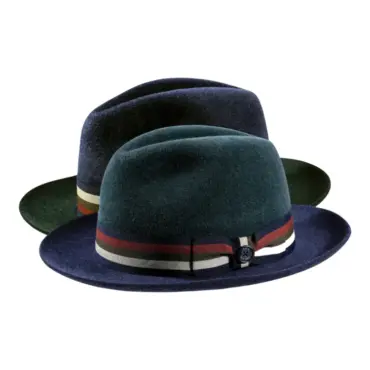 Fedora Haarfilz meliert mit Klappkrempe und gestreiftem Hutband