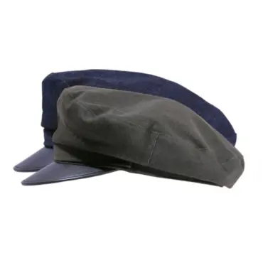 Camaret Cap aus Baumwolle mit Kunstlederschirm in Navy und Olive