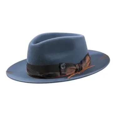 Fedora Rugged Haarfilzhut mit Rebsband und Lederkordel, handgefertigt in der Schweiz