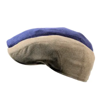 Schiebermütze aus Seiden-Woll-Mix in Natur mit farbiger Garnitur