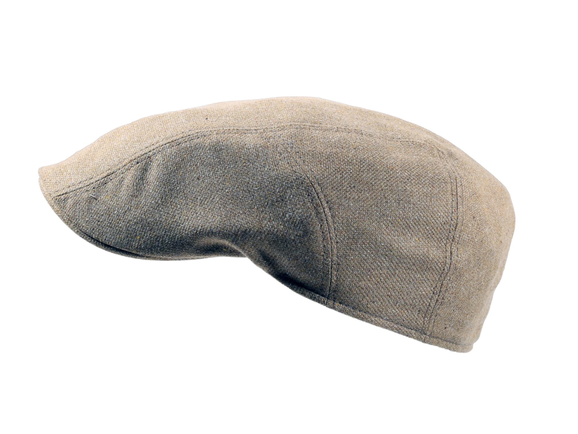 Schiebermütze aus Seiden-Woll-Mix in Natur mit farbiger Garnitur