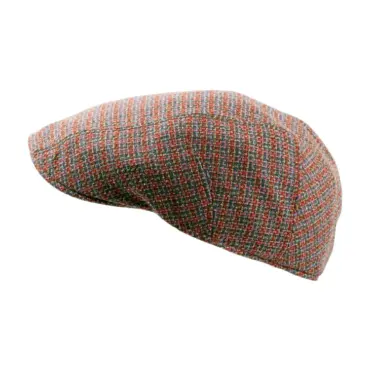 Schiebermütze im rot-naturfarbenen Karomuster aus Naturfasern