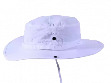 Weißer Fischerhut Bob mit UV-Schutz und Kinnband