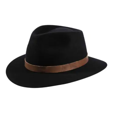 Fedora Traveler Haarfilzhut mit Hirschlederband, handgefertigt in der Schweiz