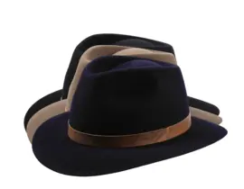 Fedora Traveler Haarfilzhut mit Hirschlederband, handgefertigt in der Schweiz