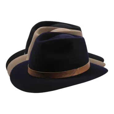 Fedora Traveler Haarfilzhut mit Hirschlederband, handgefertigt in der Schweiz