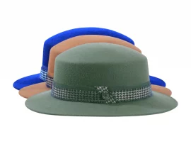 Damenhut Cloche Wollfilz "Mohair Pied de Poule"