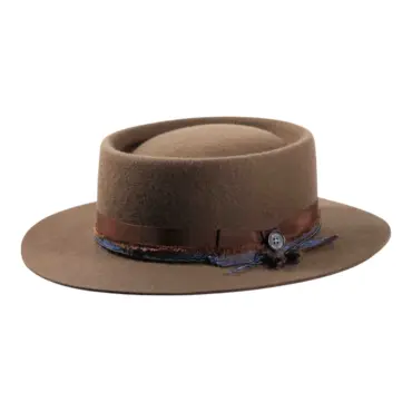 Vaquerohut Hazienda in Schlamm mit Jeans-Garnitur und Perlen