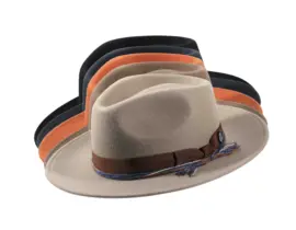Fedora Wollfilz „Waxed Ribbon“ mit Rebsband, handgefertigt in der Schweiz