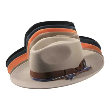Fedora Wollfilz „Waxed Ribbon“ mit Rebsband, handgefertigt in der Schweiz