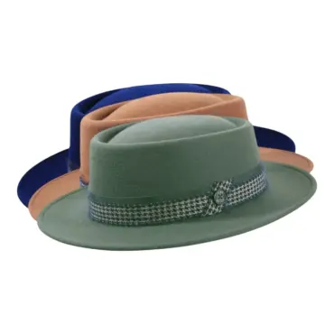 Fedora Wollfilz „Mohair Pied de Poule“ in Handarbeit gefertigt