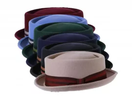 Filzhut Porkpie mit gestreiften Hutband