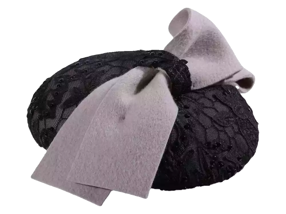 Filz Toque mit Spitzenstoff – Bild 3