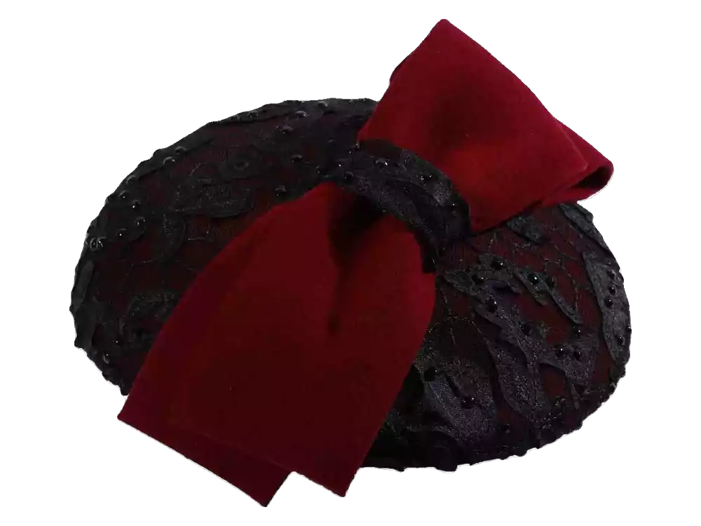 Filz Toque mit Spitzenstoff – Bild 2