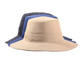 Regenhut Sympatex in Sand, Blau und Schwarz mit breiter Krempe