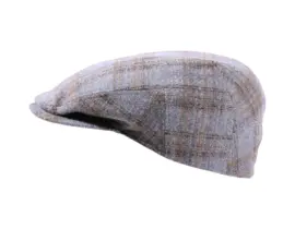 Schiebermütze Tartan hellgrau mit Karomuster – Handarbeit Risa