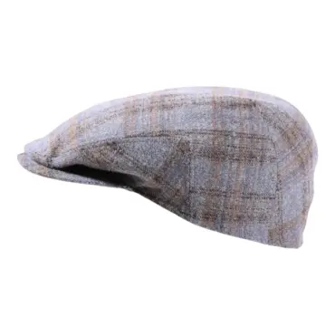 Schiebermütze Tartan hellgrau mit Karomuster – Handarbeit Risa