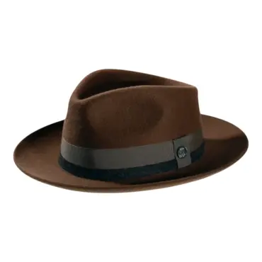 Fedora aus braunem Kaschmir mit breiter Krempe