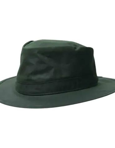 : Gewachster Regenhut aus 100 % Baumwolle in Dunkelbraun und Olive, wasserabweisend