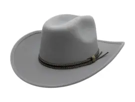 Westernhut Montana in Graumit Bridée-Krempe und Lederhutband