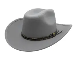 Westernhut Montana in Graumit Bridée-Krempe und Lederhutband