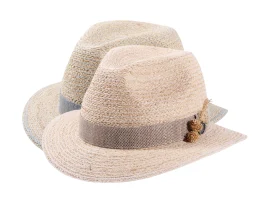 Sommerhut Fedora Traveler Raffia mit Strohschmuck