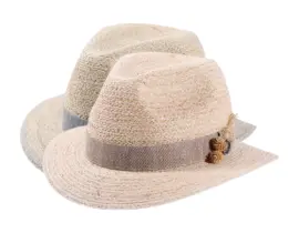 Sommerhut Fedora Traveler Raffia mit Strohschmuck