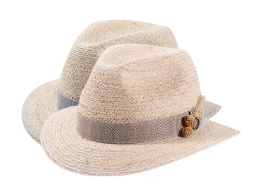 Sommerhut Fedora Traveler Raffia mit Strohschmuck