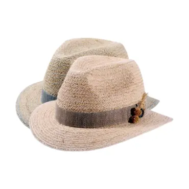 Sommerhut Fedora Traveler Raffia mit Strohschmuck