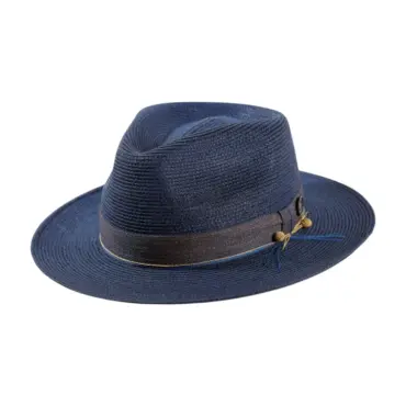 Fedora Hanf „authentic“ in Marineblau und Nougat mit Baumwollgarnitur und 1919 Risa Qualitätsknopf