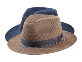 Fedora Hanf „authentic“ in Marineblau und Nougat mit Baumwollgarnitur und 1919 Risa Qualitätsknopf