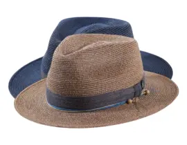 Fedora Hanf „authentic“ in Marineblau und Nougat mit Baumwollgarnitur und 1919 Risa Qualitätsknopf