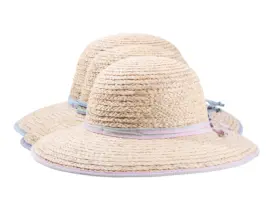 Damen Sommerhut Cloche Raffiastroh mit schmalem Hutband und Krempeneinfassung.