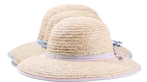 Damen Sommerhut Cloche Raffiastroh mit schmalem Hutband und Krempeneinfassung.
