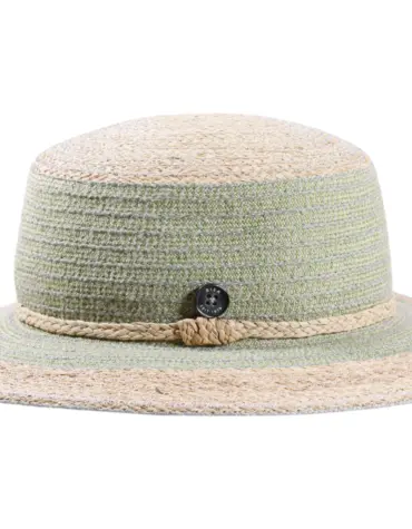 Damen Strohhut Cloche mit Raffiaband in Naturtönen