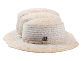 Damen Strohhut Cloche mit Raffiaband in Naturtönen