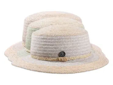 Damen Strohhut Cloche mit Raffiaband in Naturtönen