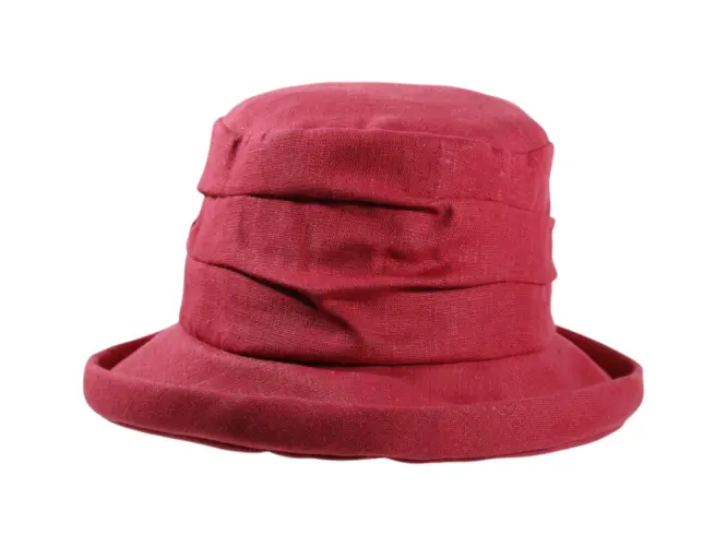 Damen Sommerhut aus 100 % Leinen in Bordeaux.