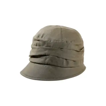 Damen Sommerhut Cloche aus Leinen in Olive.