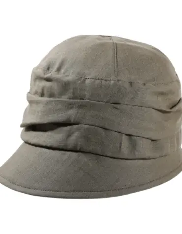 Damen Sommerhut Cloche aus Leinen in Olive.