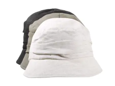 Damen Sommerhut Cloche aus Leinen in Schwarz, Hellbeige und Olive.