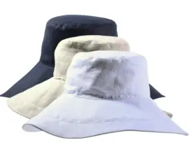 Damenaufschlaghut aus Leinen in Weiß, Hellbeige und Marineblau