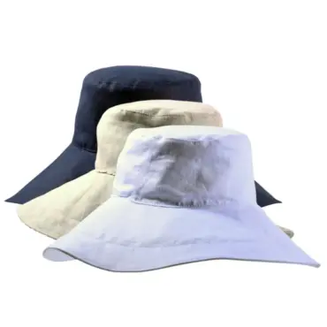 Damenaufschlaghut aus Leinen in Weiß, Hellbeige und Marineblau