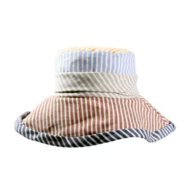 Sommer Damenhut breite Krempe gestreift Multicolor