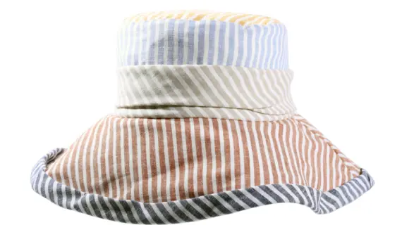 Sommer Damenhut breite Krempe gestreift Multicolor
